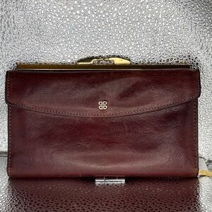Vintage Bosca Rich Brown Leather Wallet with Gold Accent